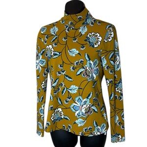 Anthropologie Maeve mock neck floral long sleeve top small bohemian artsy